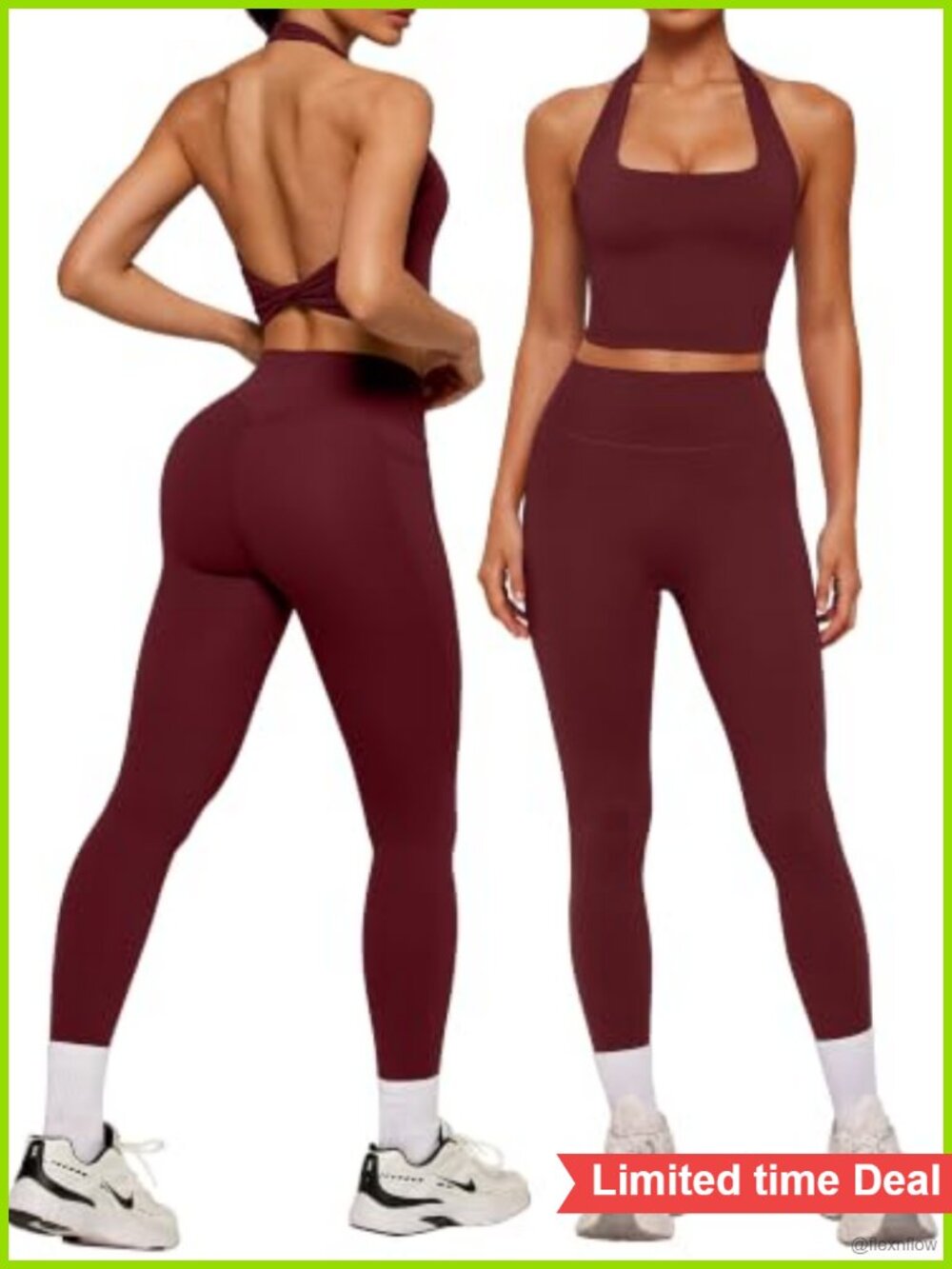 SUUKSESS Women's Halter Neck Workout Set Pilates Activewear Gym